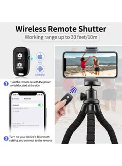 Buy Phone Tripod, Flexible Tripod for iPhone and Android Cell Phone, Portable Small Tripod with Wireless Remote and Clip for Video Recording/Vlogging/Selfie in UAE