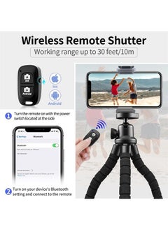 اشتري Phone Tripod, Flexible Tripod for iPhone and Android Cell Phone, Portable Small Tripod with Wireless Remote and Clip for Video Recording/Vlogging/Selfie في الامارات