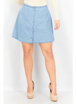 اشتري Women Wash Soft Denim Mini Skirt, Light Blue في الامارات