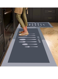 Buy 2 PCS Kitchen Floor Mats Rugs Set, Cushion Floor Carpet, Waterproof, Oil Resistant and Anti-Fatigue PU Standing Mat for Kitchen, Floor, Office, Sink, Laundry 40*60CM+40*180CM in Saudi Arabia