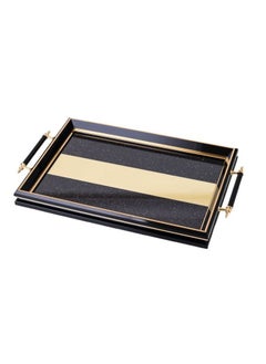 Buy Black Gold Wooden Serving Tray With Black Crystal Stones Black Handle in Saudi Arabia