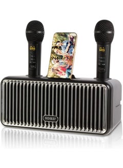 Buy Bluetooth Karaoke Speaker With 2 Wireless Microphones And Mobile Phone Holder SD-319 in UAE