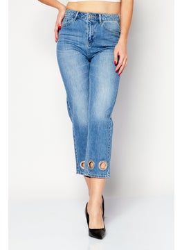 اشتري Women Regular Fit Washed Non-Stretchable Jeans, Light Blue في الامارات