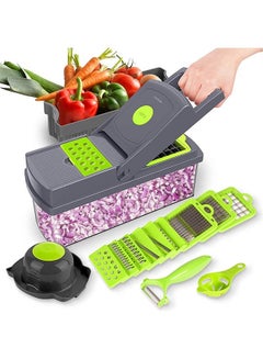 Buy 12 in 1 Vegetable Chopper Onion Chopper Food Chopper Kitchen Tools Fruit Tomato Vegetable Slicer in Saudi Arabia