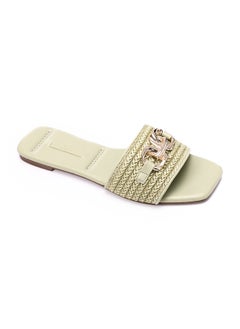 اشتري Braided Strap Slip On Straw Olive Women Slippers في مصر