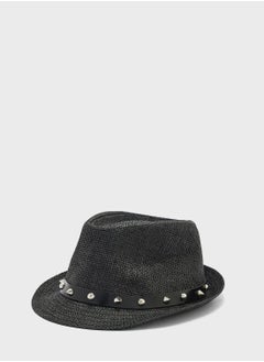 Buy Casual Stud Detail Fedora Hat in UAE