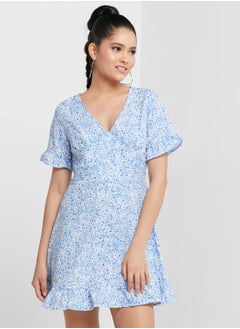 Buy Printed Frill Trim Dress in Saudi Arabia