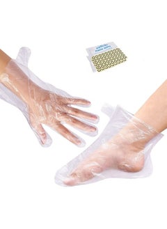 اشتري 200PCS Paraffin Wax Hand & Foot Liner, Paraffin Bath Disposable Gloves and Booties, Clear Plastic Hot Spa Wax Bath Hand Mittens Foot Covers Plastic Socks في الامارات