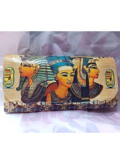 Buy Women's book and wallet, size 20*10 cm, leather wallet for women and girls for money, cards and mobile phones in various Pharaonic shapes, design No. 18 in Egypt