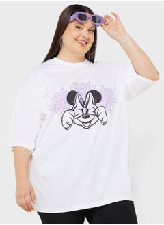 Buy Minnie Plus Size Oversize Front & Back Print T-Shirt in UAE