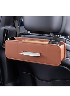 اشتري Car Seat Back Organizer - Stylish Functional Storage for Family Adventures - Cup Holders, Tissue Box & Hooks - Perfect for Kids, Road Trips Travel (brown) في الامارات