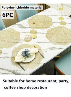 اشتري 6-Piece Dining Table Decorative Placemats Polyvinyl Chloride Golden 38 Centimeter في الامارات