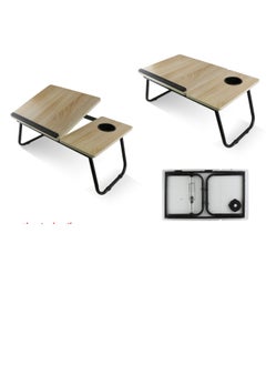 Buy Portable Folding Laptop Table With Cup Holder And iPad Multicolour 28x60x40cm in Saudi Arabia