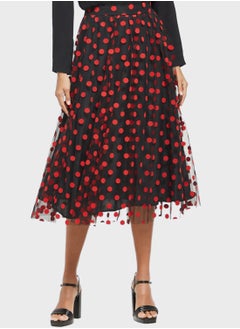 Buy Polka Dot Midi Skirt in UAE