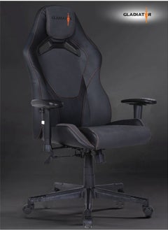 Buy Gladiator Elite Ergonomic Gaming Chair with Adjustable Lumbar and Neck Support, Reclining Function, and High-Back Design for Professional Gamers 127 x 73cm in Saudi Arabia