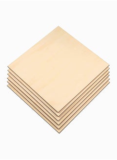 اشتري Unfinished Square Blank Wood Pieces Wooden Cutouts for DIY Crafts, Coasters, Pyrography, Painting, Photo Props and Decorations 6 Pieces, 25 * 0.3cm في السعودية