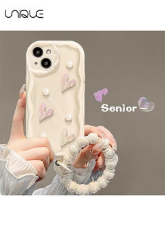 اشتري Compatible iPhone 15 Case for Soft Silicone Bumper White Case with Cute Luxury Crystal Sparkling Bracelet Case for iPhone 15 في الامارات