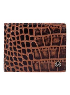 Buy Animal Scale Textured Leather Twofold Wallet Brown in UAE