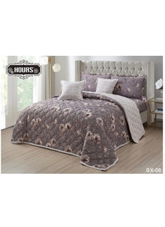 Buy 6-Piece Comfortable Summer Floral Double-Sided Microfiber Bedding Set SX-08 in Saudi Arabia