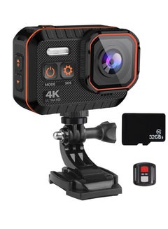 Buy Action Camera Ultra HD 4K Sport Camera Remote Control 2 inch 1080P Screen Waterproof, 32GB TF Card included in UAE