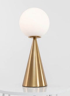 Buy A golden metal funnel table lamp with a luminous glass ball, a modern lampshade suitable for the living room, women's councils, and bedrooms in Saudi Arabia