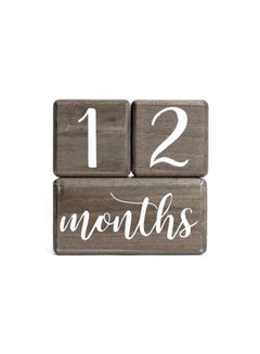 Buy Premium Solid Wood Baby Milestone Age Blocks + Gift Box ; Gray Stained Natural Pine ; Weeks Months Years Grade Newborn Photo Props ; Perfect Pregnancy Gift And Keepsake Month Photos in Saudi Arabia