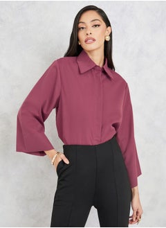 اشتري Wide Sleeve Shirt with Concealed Button Placket في السعودية