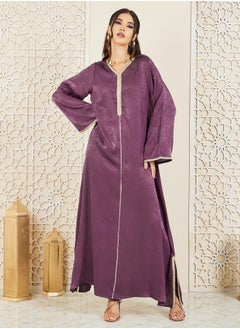 اشتري Lace Trim Detail Jalabiya with Side Slit في السعودية