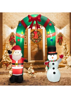 اشتري 8FT Christmas Inflatables Archway, Santa Claus and Snowman Archway with LED Lights, Christmas Outdoor Blow up Yard Decoration for Christmas Party Holiday Outdoor Lawn (C) في الامارات