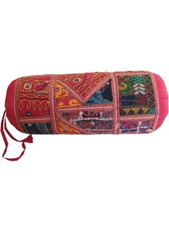 Buy Outdoor Bolster Pillows with Insert of 1 and 2 Red Antique Handwork Multicolor Round Patio Neck Roll Pillows for Couch Bed Sofa Patio Furniture in UAE