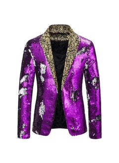 Buy Amazon  Mens Fashion Two-color Sequin Suit Mens Stage Performance Suit Nightclub DJ Suit Jacket MenPurple Purple in UAE