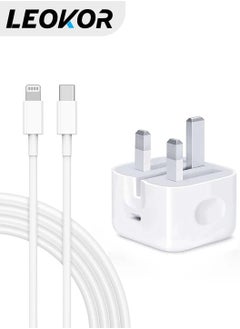 اشتري شاحن سريع PD معتمد من Apple لهاتف iPhone 20W، 1M Type C محول قابس شاحن حائط USB-C إلى كابل Lightning 14 13 12 11 Pro Mini XS XR في السعودية