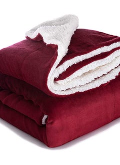 Buy Comfy Coton Sherpa Soft Blanket Red 220x240 cm in UAE