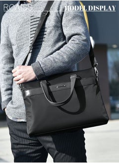 Buy Casual Oxford Business Briefcase Classic Large Messenger Bag Soft Waterproof Wear-resistant Top Handle Handbag for Men Travel Office Work Black in Saudi Arabia