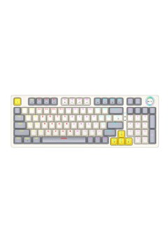 Buy T50 Wired Gaming Keyboard, 97 Keys Blue Switch Mechanical Keyboard with Rgb Backlit and Multimedia Knob White Grey in Saudi Arabia