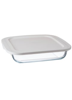 Buy Glass Oven Tray With White Plastic Cover in Saudi Arabia