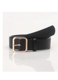 Buy Vintage Simple Versatile Square Button PU Leather Belt 105cm Black in UAE