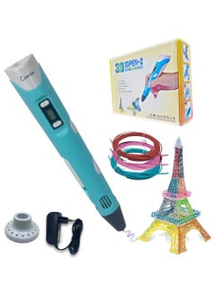 Buy Professional 3D Printing Pen With PLA Filament Refills Blue in UAE