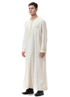 Buy Men's Printed Zipper Round Neck Robe in Saudi Arabia