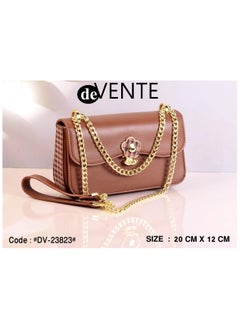 Buy Beown Leather Shoulder Bag with Gold Chain in Egypt