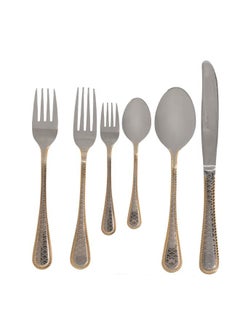 Buy A Set Of Silver Cutlery Spoons Embossed With A Golden Edge 30 Pieces in UAE