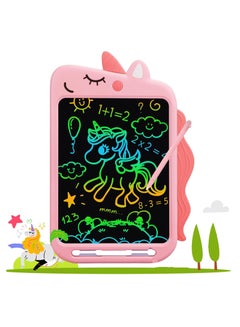 اشتري لوحة كتابة LCD للأطفال مقاس 10 بوصات لوحة رسم ملونة وردية الشكل لتعليم وحيد القرن هدية ألعاب تعليمية للأطفال الصغار في السعودية