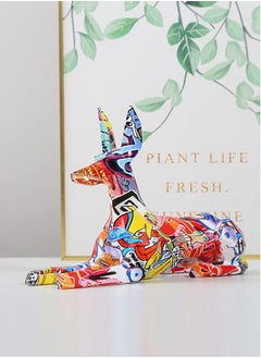 اشتري Home Decor Sculptures Collectible Figurines Stand Artwork Modern Graffiti Art for Home Decor Living Room Bedroom Office Retail Decoration Gift Doberman Dog Statue Resin L35xH25xW10 cm في الامارات