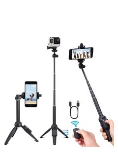 Buy Selfie Stick For Phone Size 4.5-6.2Inch Extendable Selfie Stick Tripod with Bluetooth Wireless Remote Phone Holder (YT9928 Black) in UAE