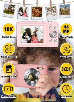 Buy Autofocus Digital Camera for Kids - FHD 1080P 44MP - Rechargeable Compact Mini Camera with 16X Digital - Portable Pocket Camera - With 32GB Memory Card in Saudi Arabia