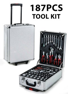 Buy 187 Pieces Hand Tool Set with Trolley Bag Professional Automobile Tools for Repairs and Workshops Handymen Mechanics Construction Workers and Home Use Socket Spanner Ratchet Torque Wrench Tools Kit in UAE