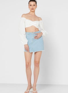 Buy High Waist Denim Mini Skirt in UAE