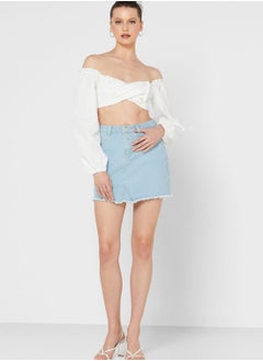 Buy High Waist Denim Mini Skirt in Saudi Arabia