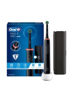 اشتري Oral-B D505.513.3X, Pro 3 3000 Electric Rechargeable Toothbrush Powered by Braun, 3 Modes, 1 Handle + Travle Case, Black. في الامارات