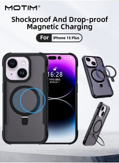 Buy iPhone 15 Plus Magsafe Case with Kickstand Supports MagSafe Charging Clear Matte Magnetic Yellowing-Resistant Military-Grade Drop Protection Phone Case Shockproof Anti-Scratch 6.7 inch Cover in UAE